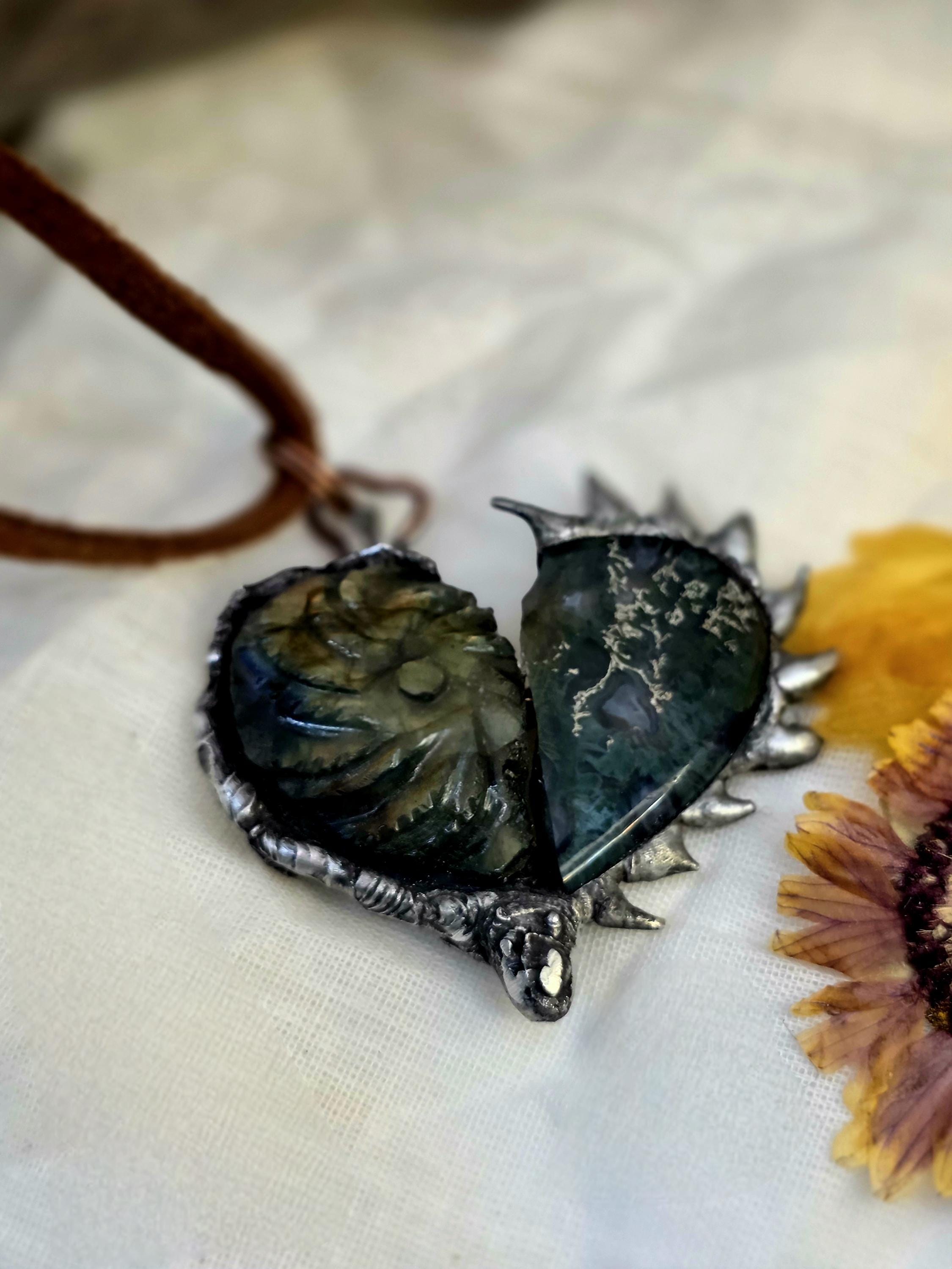 Once Broken, Now Unbreakable – Hand-Forged Heart Pendant, Mixed Stone Survivor Necklace, Rustic Copper & Silver Solder Jewelry, UNBROKEN Col