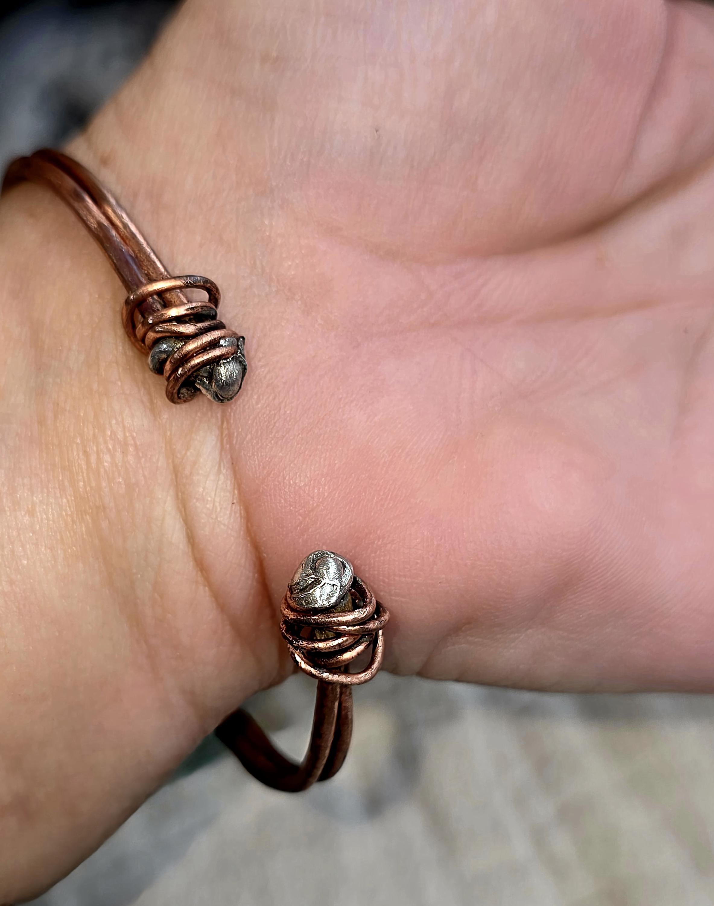 Carved Courage Cuff – Handcrafted Copper Bracelet with Carved Stone Centerpiece, Rustic Boho Cuff, Metalwork Jewelry-Unbroken Collection