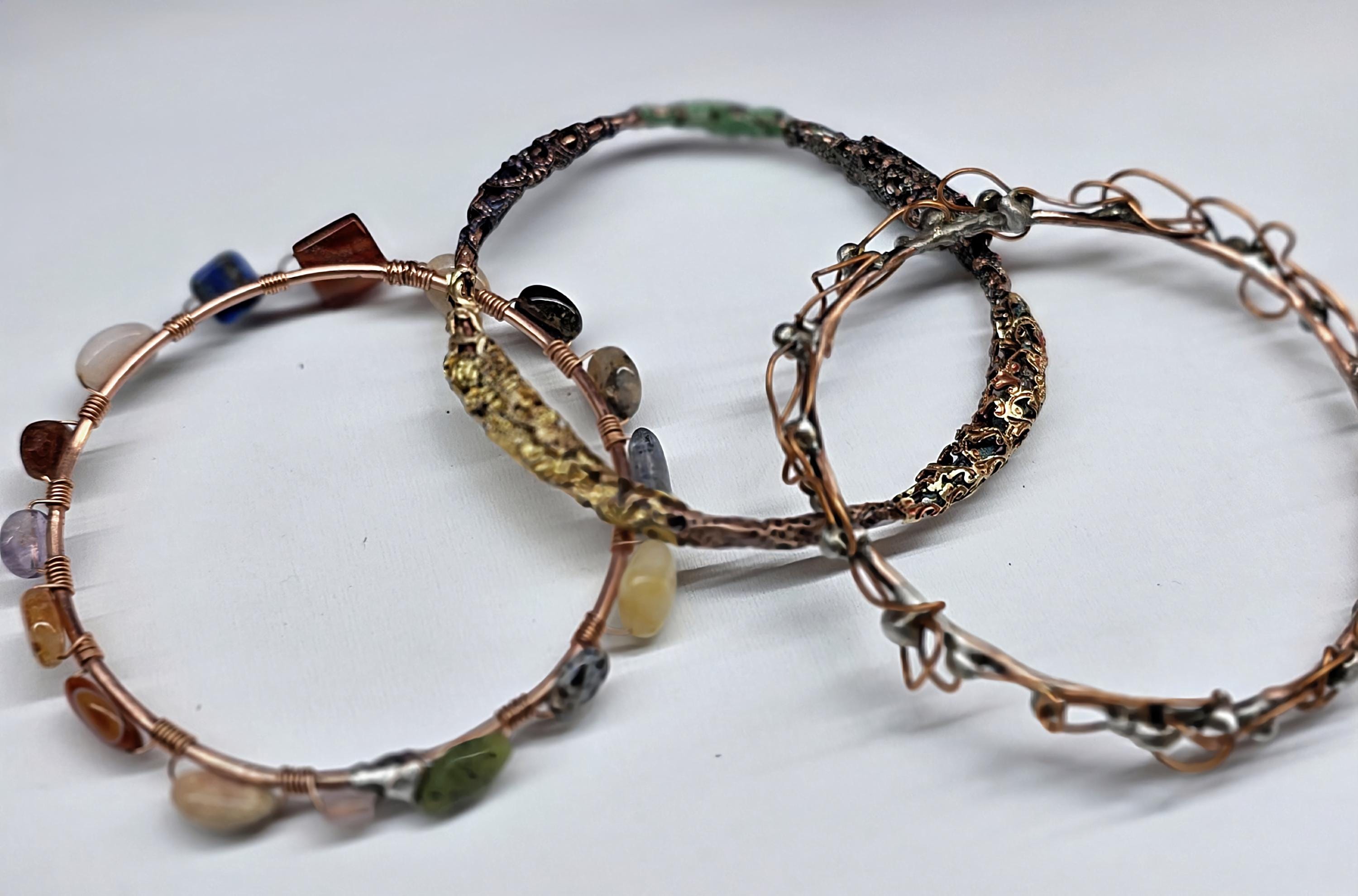 UNBROKEN Armor Bangle Bracelet – Handcrafted Copper Wire & Stone Bracelet, Rustic Warrior Jewelry, Forged Strength,Survivor JewelryUnbroken