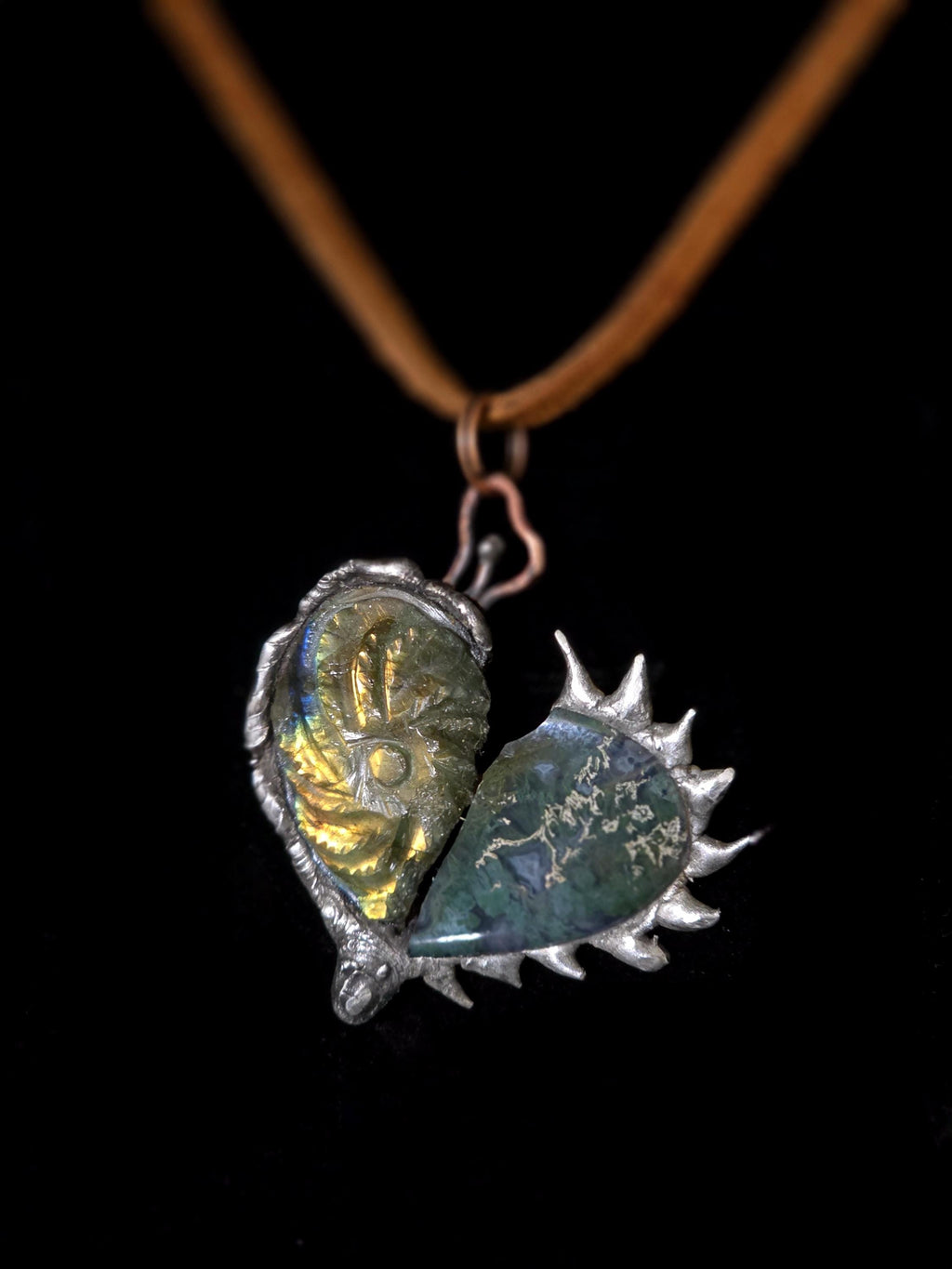 Once Broken, Now Unbreakable – Hand-Forged Heart Pendant, Mixed Stone Survivor Necklace, Rustic Copper & Silver Solder Jewelry, UNBROKEN Col