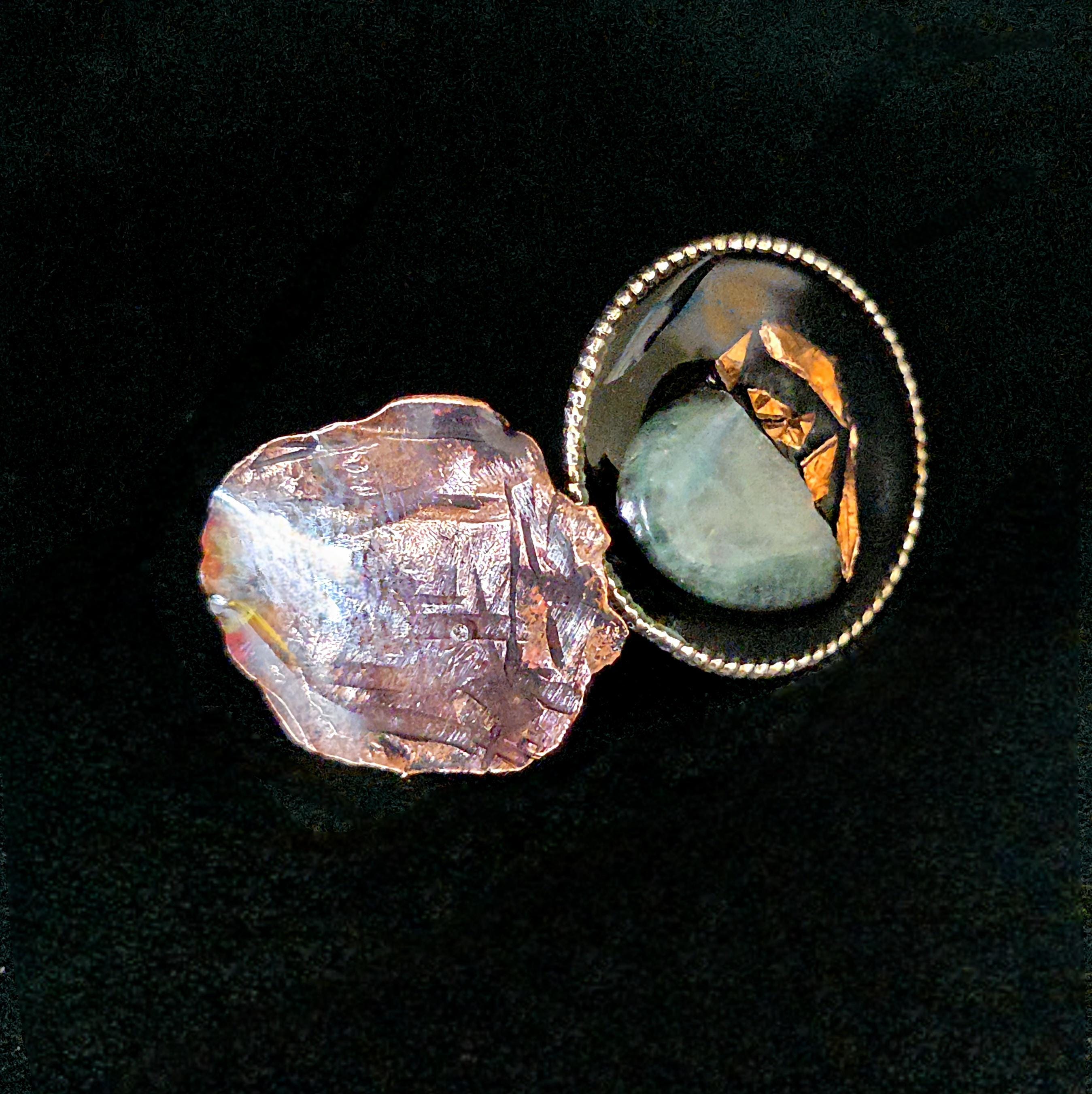 Shielded Heart Earrings – UNBROKEN Handcrafted Copper Shield Earrings with Aventurine Heart, Warrior Jewelry