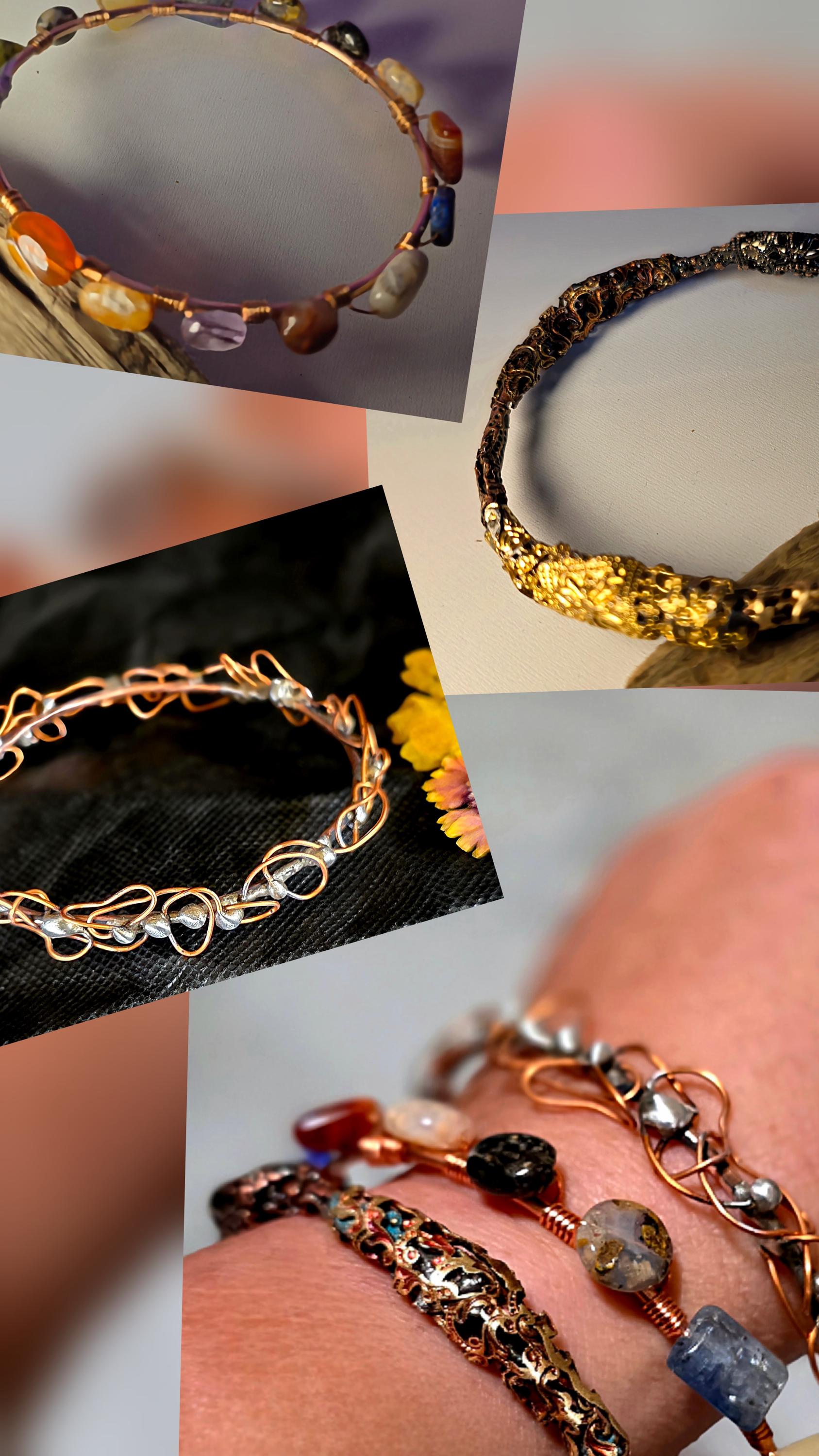 UNBROKEN Armor Bangle Bracelet – Handcrafted Copper Wire & Stone Bracelet, Rustic Warrior Jewelry, Forged Strength,Survivor JewelryUnbroken