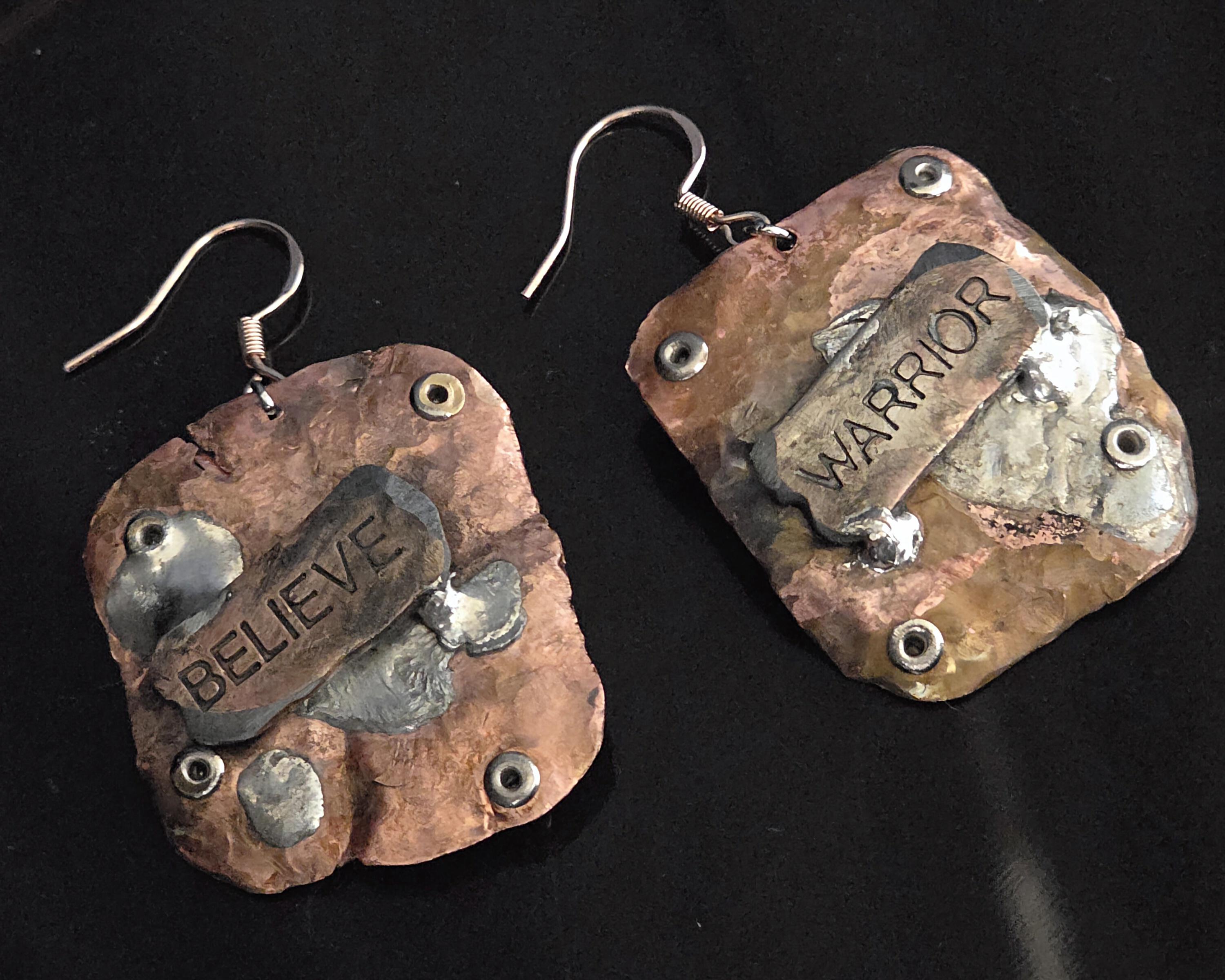 Shield and Blade, Handmade Earrings, Copper Earrings, Dagger Earrings, Shield Earrings, Statement Jewelry, Unique Earrings, Artisan Jewelry