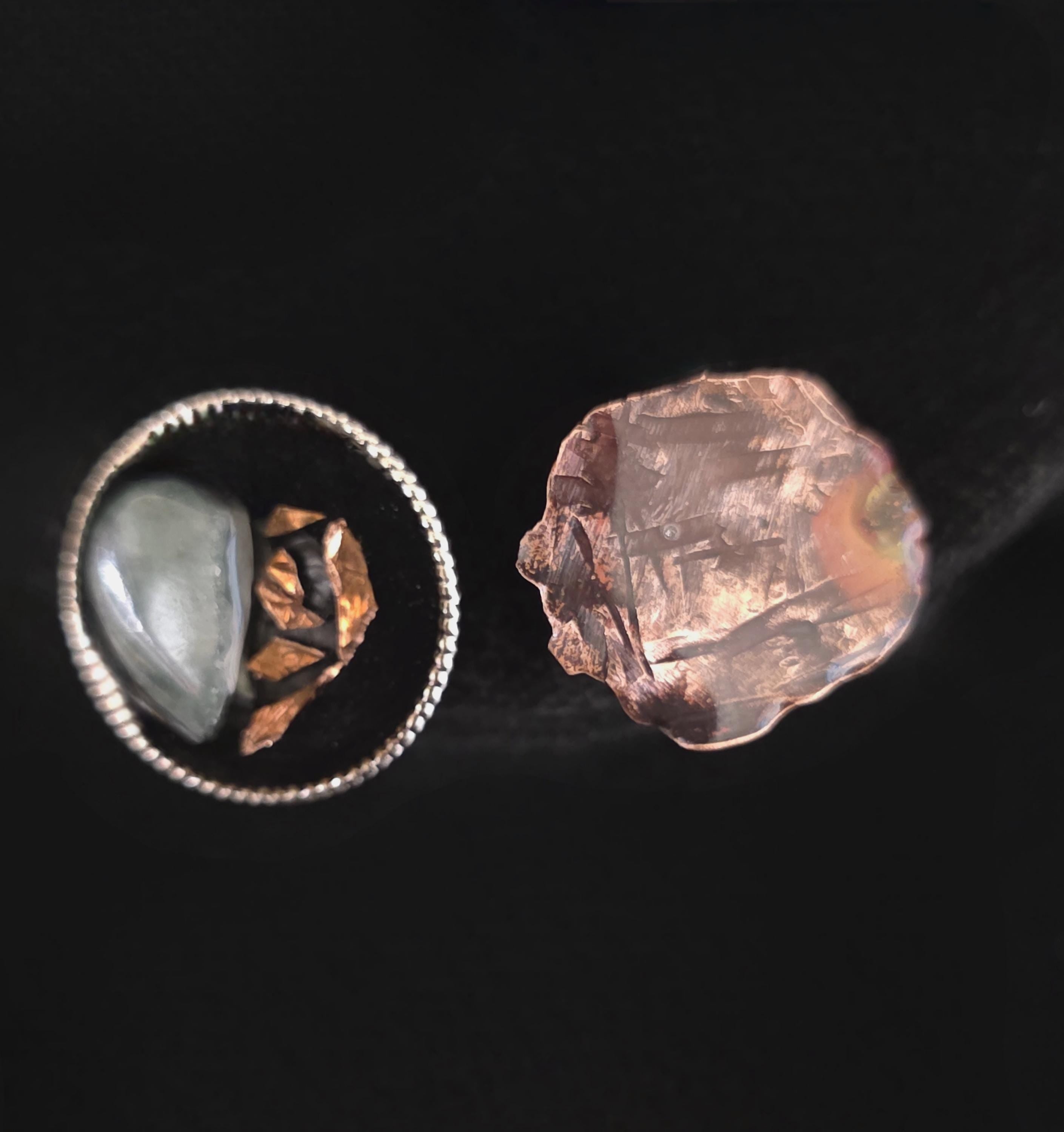 Shielded Heart Earrings – UNBROKEN Handcrafted Copper Shield Earrings with Aventurine Heart, Warrior Jewelry