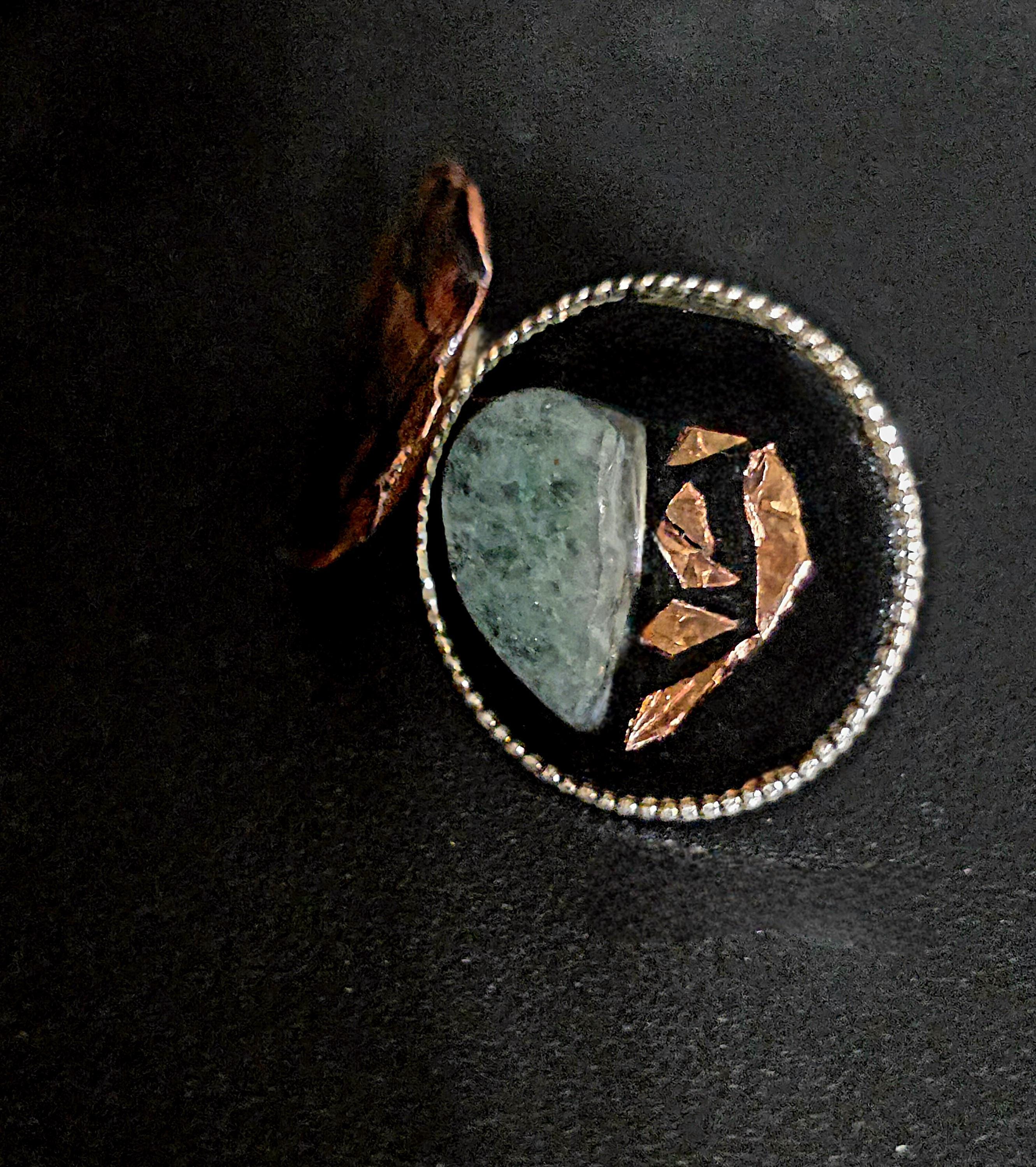 Shielded Heart Earrings – UNBROKEN Handcrafted Copper Shield Earrings with Aventurine Heart, Warrior Jewelry