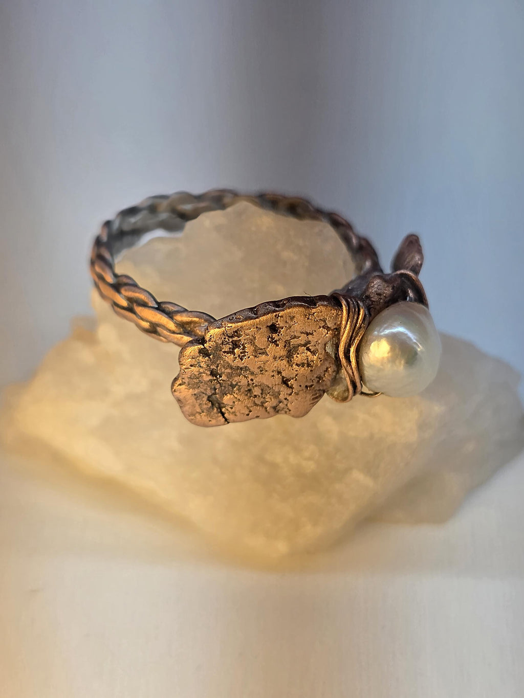 Bruises Formed the Pearl Ring – UNBROKEN Handcrafted Copper Pearl Ring, Survivor Jewelry, Hammered Rustic Statement Ring