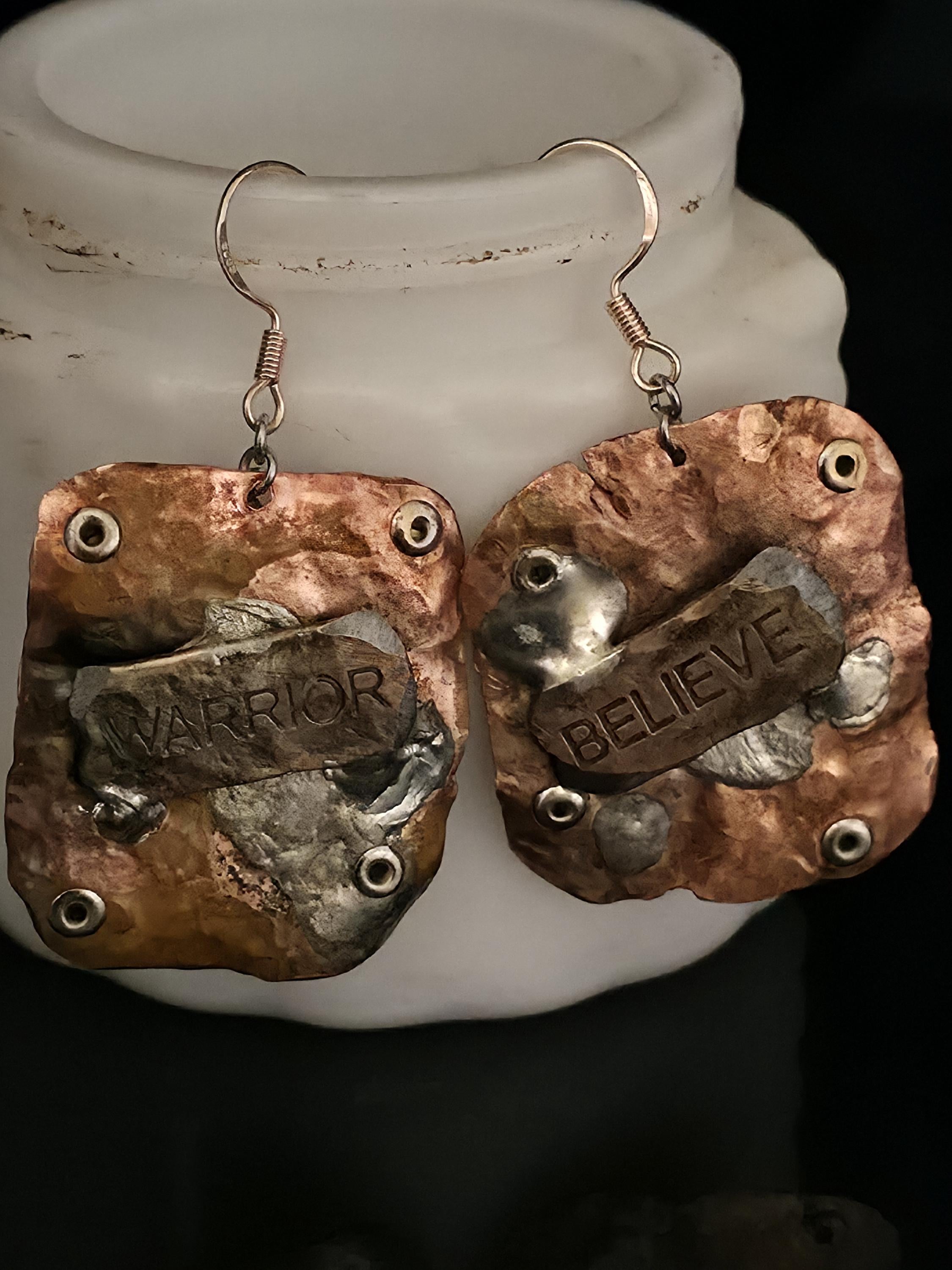 Shield and Blade, Handmade Earrings, Copper Earrings, Dagger Earrings, Shield Earrings, Statement Jewelry, Unique Earrings, Artisan Jewelry