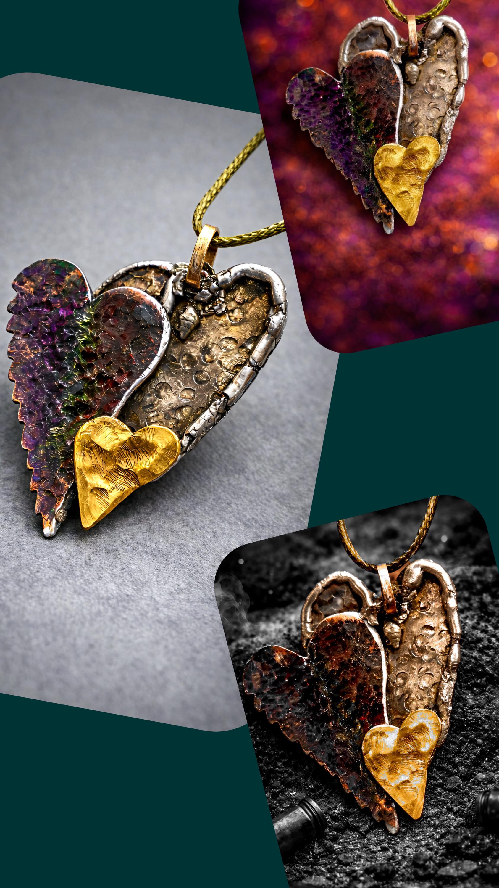 UNBROKEN Still Beating Heart Necklace – Handcrafted Mixed Metal Pendant, Warrior Jewelry, Survivor Strength Necklace
