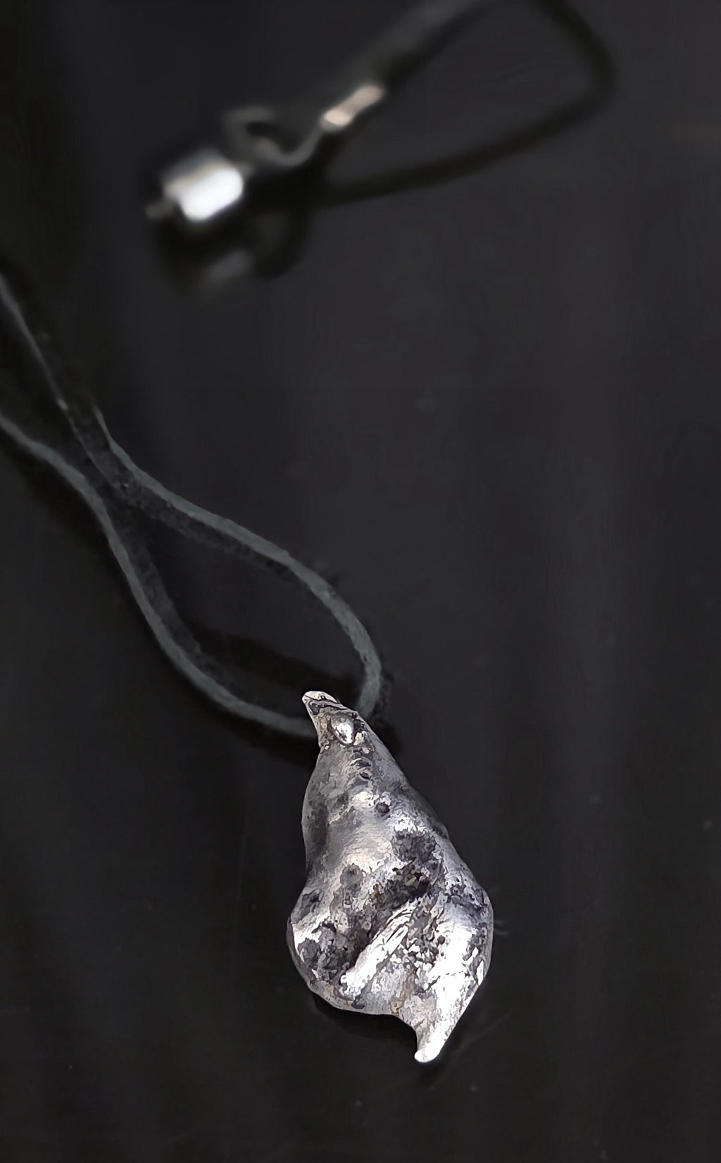 The Warrior’s Tear Pendant – UNBROKEN Kaua’i Aluminum Relic Necklace, Handmade Men’s Warrior Jewelry, Leather Cord, Hematite Closure