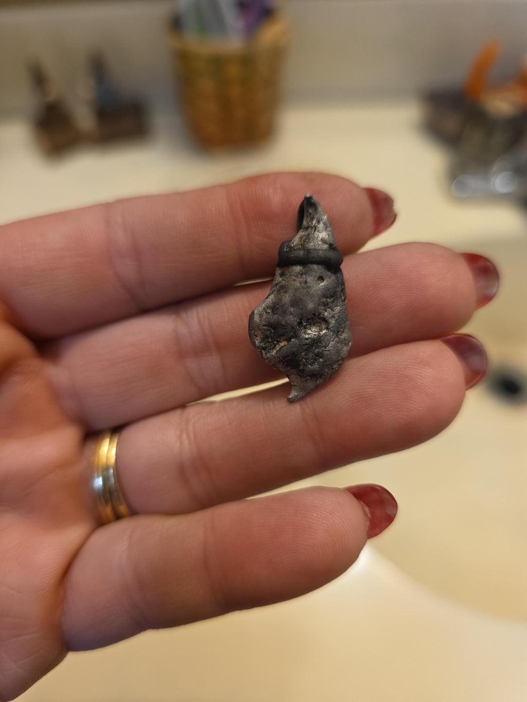 The Warrior’s Tear Pendant – UNBROKEN Kaua’i Aluminum Relic Necklace, Handmade Men’s Warrior Jewelry, Leather Cord, Hematite Closure