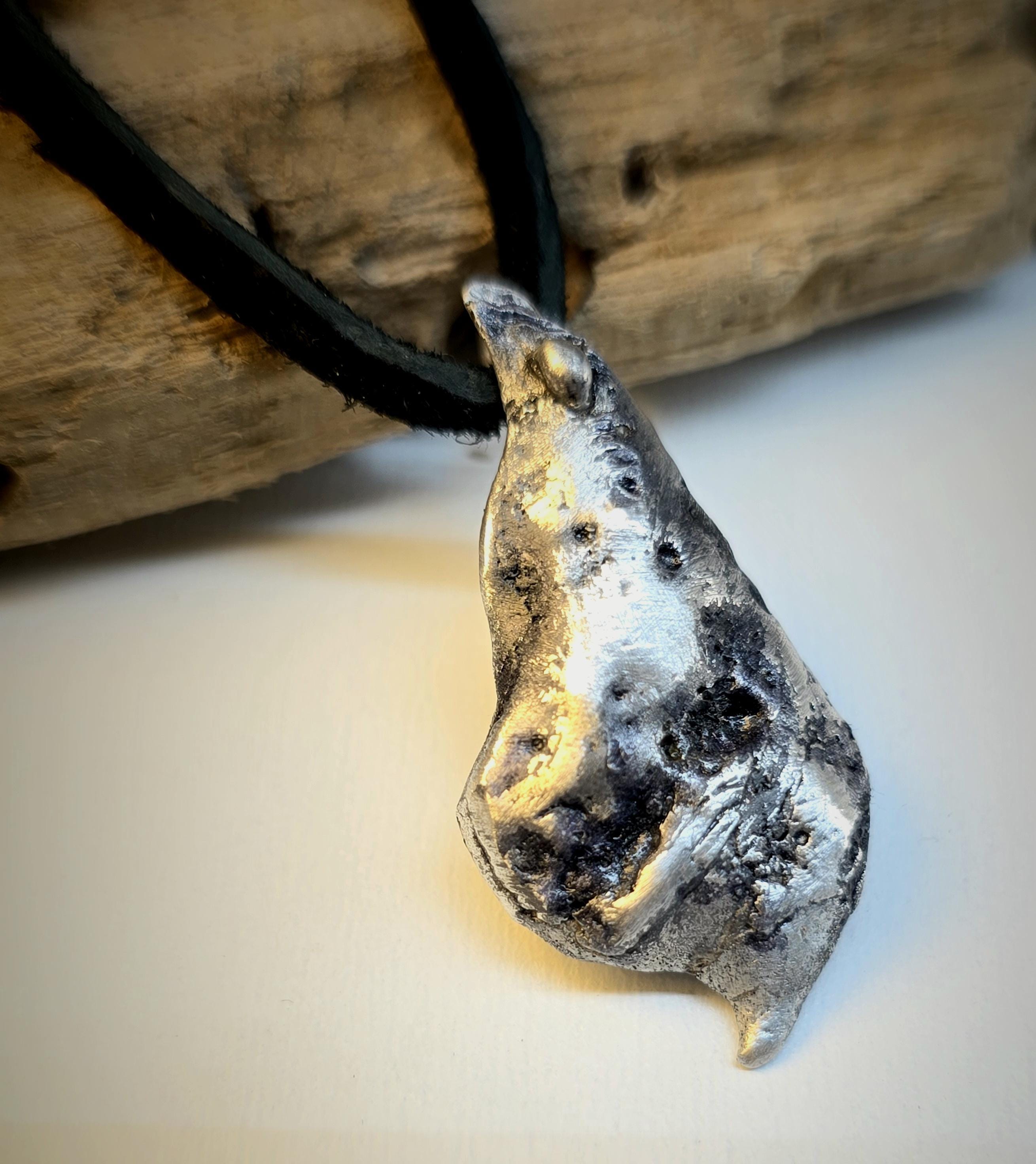 The Warrior’s Tear Pendant – UNBROKEN Kaua’i Aluminum Relic Necklace, Handmade Men’s Warrior Jewelry, Leather Cord, Hematite Closure