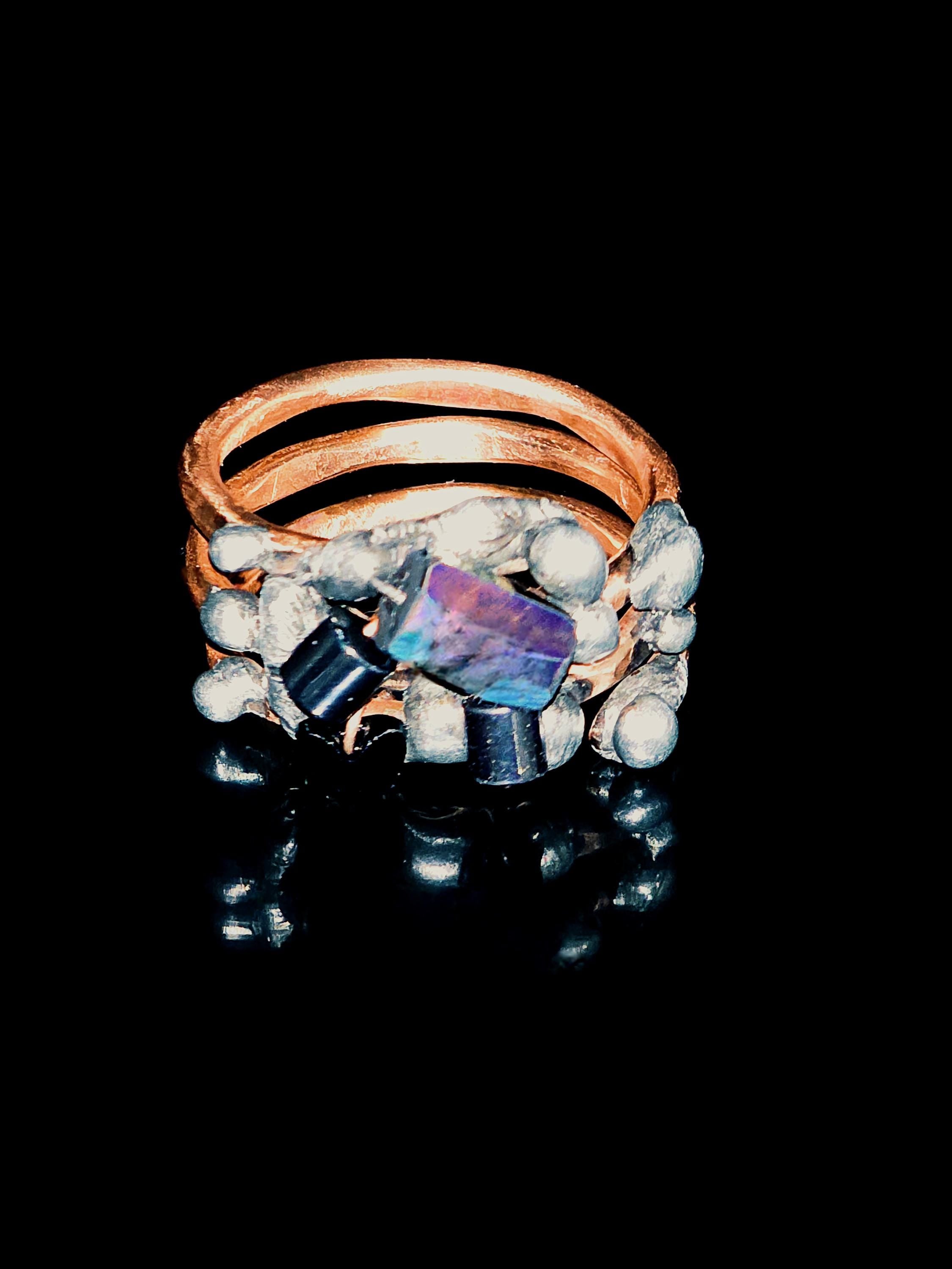 After the Hit Ring – UNBROKEN Handcrafted Copper Ring with Black Hematite, Survivor Statement Jewelry, Rustic Hammered