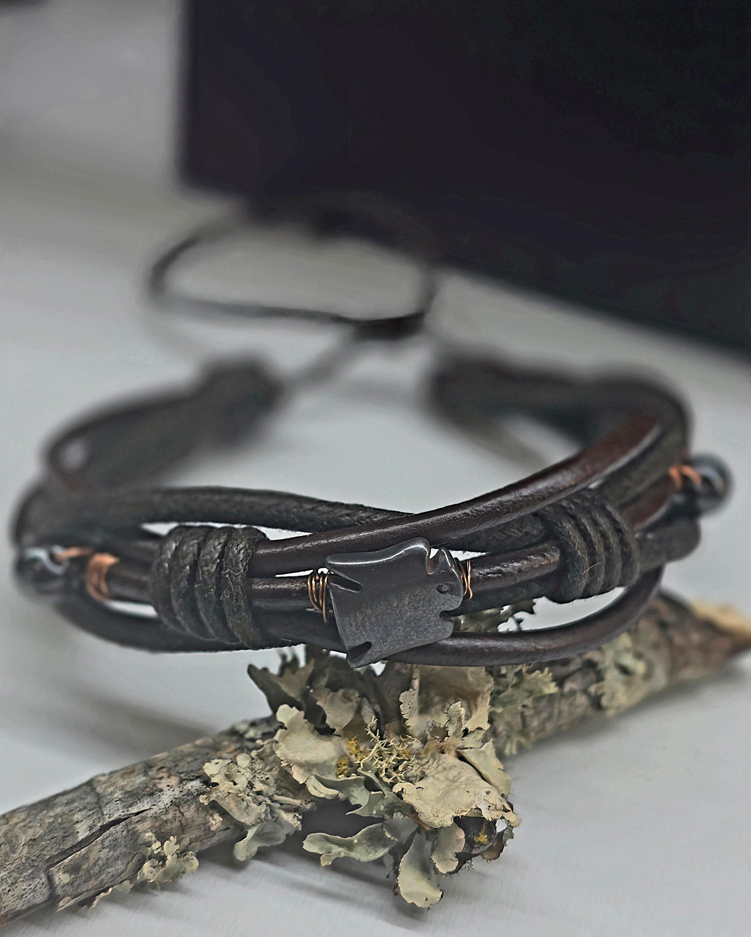 UNBROKEN Armor Bangle Bracelet – Handcrafted Copper Wire Stone Bracelet, Rustic Warrior Jewelry, Forged Strength,Survivor JewelryUnbroken