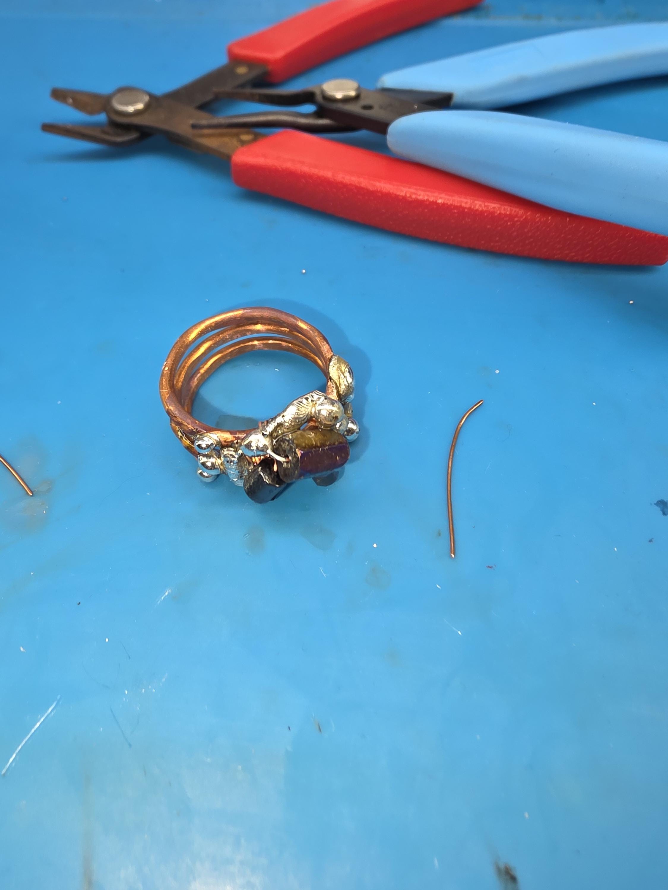 After the Hit Ring – UNBROKEN Handcrafted Copper Ring with Black Hematite, Survivor Statement Jewelry, Rustic Hammered