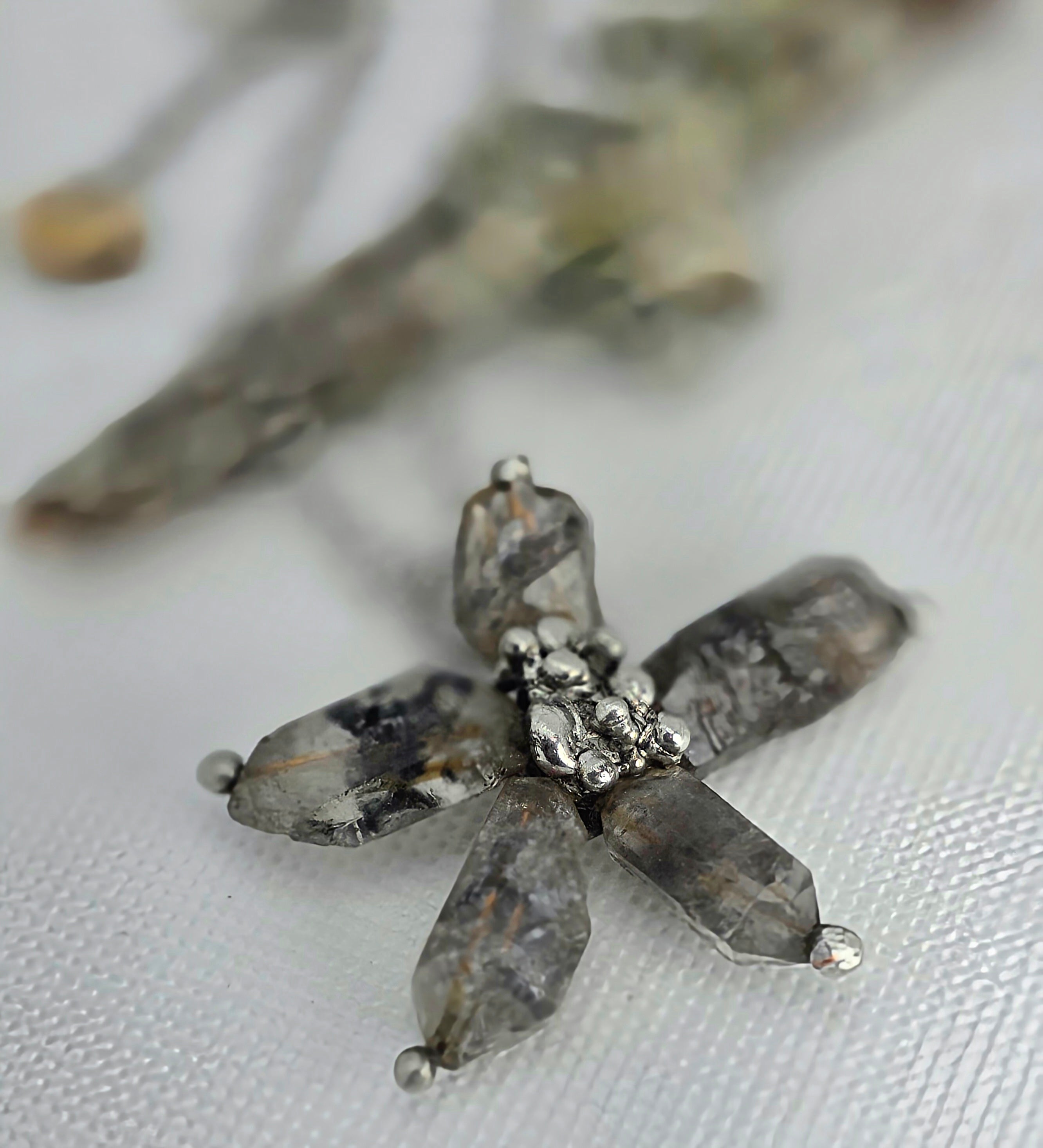 Raw Crystal Star Pendant Necklace – Silver Solder Five-Point Crystal Cluster